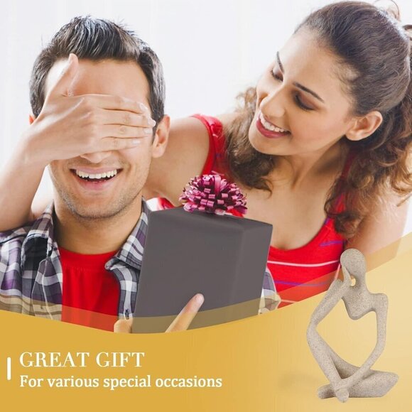 Sandstone Resin Thinker Style Abstract Sculpture Statue Collectible Figurines - Picture 9 of 10